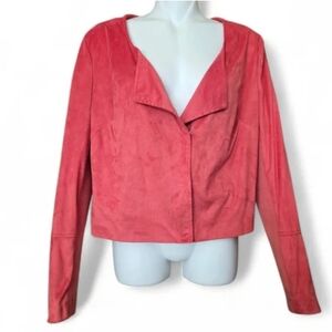 Red Snap Coral Suede-Look Zip Front Women's Jacket